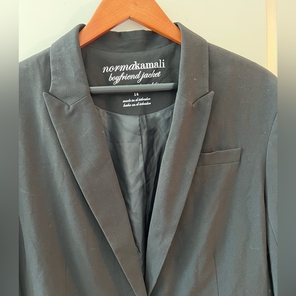 Norma Kamali Blazer Black Boyfriend Jacket Single Button Long Sleeve Size 14 - Picture 6 of 16